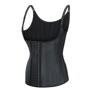 Gilet Serre-Taille en Spandex pour Femmes Haut Sculptant Mat Avec Multi Baleines en Acier Bretelles Réglables Fermeture à Agrafes Body Shaper