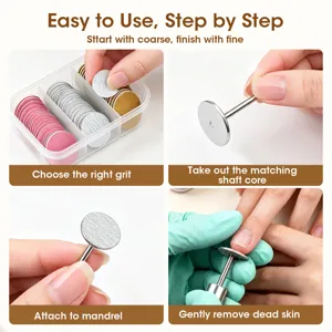 Set professionale di dischi per levigatura unghie con mandrino e scatola per manicure.
