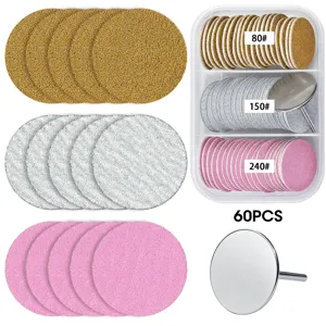 Set di dischi abrasivi per unghie con scatola portaoggetti e mandrino per manicure e pedicure.