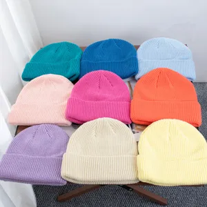Solid color ribbed knit beanie hat, cozy winter warm slouchy cap for women and men, multicolor.
