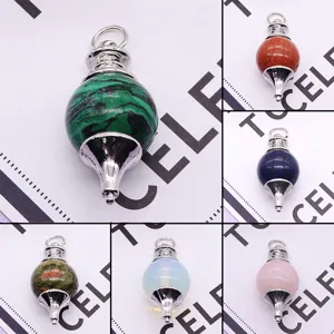 Pendentif Pendule en Pierre Naturelle Forme Gyro Cristal de Guérison Alliage de Zinc pour Collier DIY Bijoux