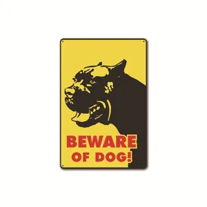 Metal warning sign retro vintage decorative plaque wall decor guard dog beware sign 19x14cm