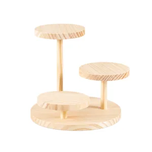 Solid wood three-tier display stand for jewelry figures and collectibles desktop organizer