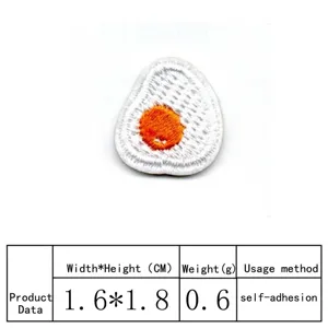 Geborduurd gebakken ei kleding patch DIY decoratieve badge accessoire 1.6x1.8cm