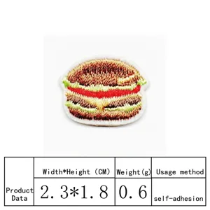 Hamburger geborduurde patch DIY decoratieve sticker zelfklevende schattige voedselbadge kleding