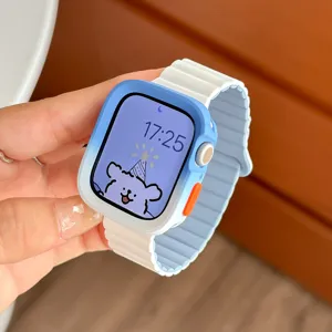 Cinturino per orologio magnetico in silicone e custodia protettiva compatibili Apple Watch, chic.