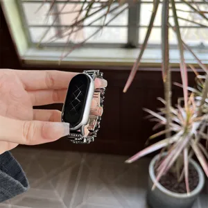 Edelstahl Metallkette Uhrenarmband Ersatz für intelligente Fitnessarmbänder Frauen.