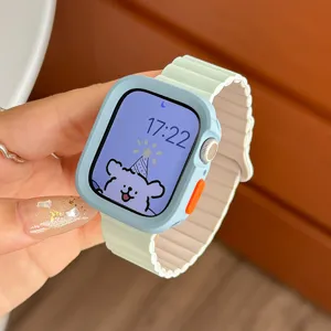 Cinturino magnetico in silicone e custodia protettiva per Apple Watch, accessorio sport.