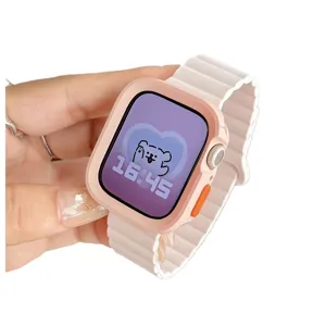 Cinturino magnetico in silicone e custodia protettiva per Apple Watch, sportivo.