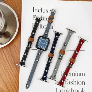 Cinturino per orologio in denim retrò con stella compatibile con Apple Watch, cinturino elegante.