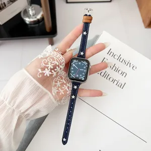 Cinturino per orologio in denim rétro con stelle, compatibile con Apple Watch, cinturino sottile.