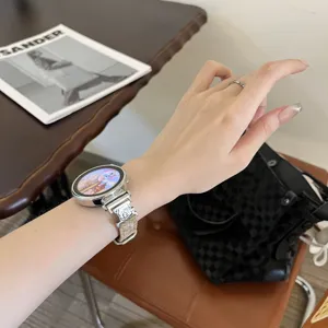 Replacement watch strap compatible with smart watch fabric metal cute cat design stylish accessory