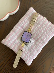 Luxury leather star moon watch strap compatible with Apple Watch, elegant accessory design.