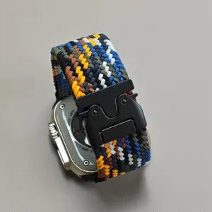Buntes Nylon-Armband mit Metallschnalle kompatibel mit Smartwatch, geflochtenes Uhrenarmband.