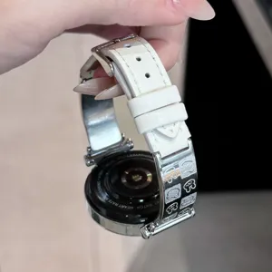 Metal leather watch band compatible with Huawei, featuring cute puppy design for women.