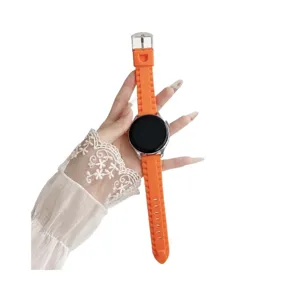 Bracelet de montre en silicone orange de rechange pour montre connectee sport confortable