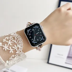 Natuurstenen kralenbandje compatibel met Apple Watch, elegant design voor dames pols accessoire.