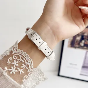 Witte lederen horlogeband vervanging voor Apple Watch compatibel stijlvol elegant accessoire