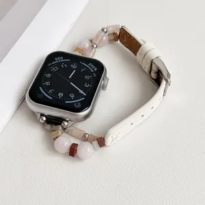Natuursteen kralen horlogebandje compatibel met Apple Watch, stijlvolle en elegante vervanging.