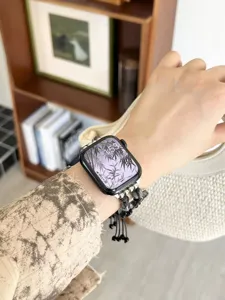 Cinturino Apple Watch con perline stile cinese, accessorio di ricambio intrecciato.