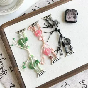 Cinturino compatibile con Apple Watch perle giada stile etnico ricambio elegante