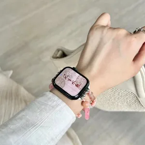Cinturino per orologio in perle di giada e cristallo stile cinese per Apple Watch SE 6 7 8