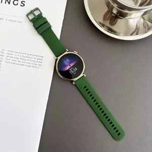 Bracelet de montre connectée en silicone vert de rechange compatible divers modèles.