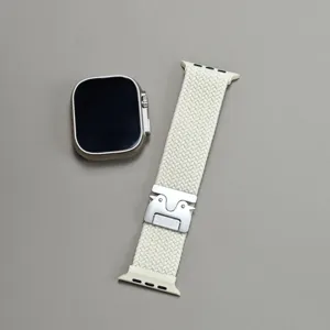 Ersatz Nylon geflochtenes Uhrenarmband mit Metallschließe kompatibel mit Smartwatch Zubehör