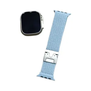 Kompatibel mit Apple Watch Ultra Nylon Armband und Gehäuse, hellblaues Design für Herren.