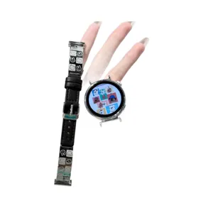 Cute cartoon puppy leather and metal watch band replacement strap set for smart watch accessories