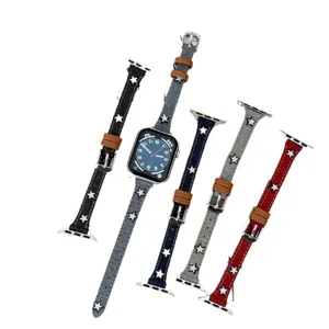 Cinturino per orologio in denim con stelle retro compatibile Apple Watch, design sottile ed elegante.