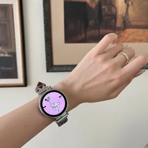 Replacement smartwatch strap with cute cartoon design and fabric tie-dye pattern for daily wear.
