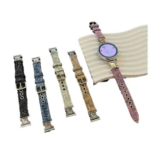 Denim smart watch band replacement strap for Samsung Huawei cute cartoon animal metal charm design