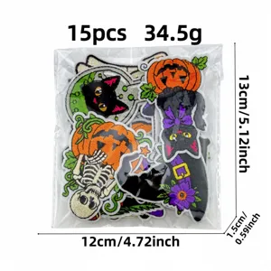 Halloween embroidered patches set, 15pcs funny spooky cartoon cloth badges for jacket backpack DIY decor