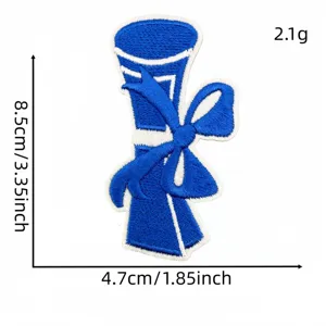 Toppa ricamata con diploma blu bianco badge DIY accessori per abbigliamento 8.5cm