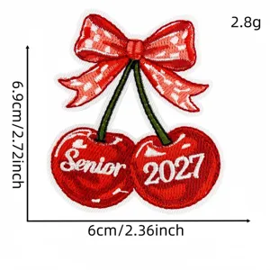 Patch brodé cerise saison diplôme américain thermocollant 2027 accessoire vêtement