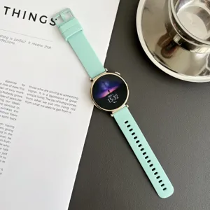 Bracelet de montre connectée en silicone vert menthe compatible avec Huawei et Samsung montres.