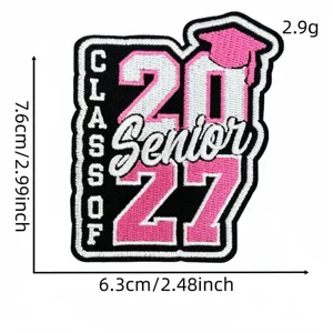 2027 Graduation Season Pink Embroidered Patch DIY Iron-on Badge Clothing Accessory