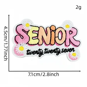 Graduation embroidered patch senior 2027 design DIY clothing accessory iron on badge
