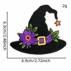 Halloween witch hat embroidery patch DIY clothing accessory decorative badge appliques
