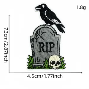 Halloween embroidered patch spooky crow tombstone skull clothing badge accessory iron on diy decor