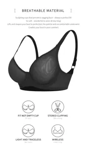 Black mesh wireless thin cup bra detail showcasing breathable fabric and stereoscopic cutting.