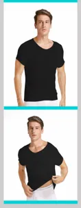 Camiseta negra de manga corta antitranspirante para el hombre con almohadillas protectoras.