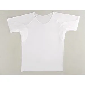 Camiseta interior de manga corta para hombre con almohadillas antisudor transpirable blanca.