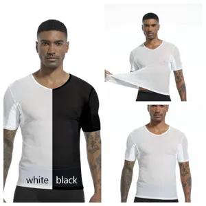 Camiseta de Modal para Hombre Absorbente de Sudor Con Almohadillas en las Axilas Transpirable Secado Rápido Camiseta Interior Cuello Redondo