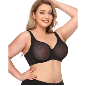 Plus size sheer mesh bra for women, sexy minimal coverage underwire push up bra comfortable.