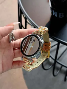 Replacement metal watch band with crystal charms compatible smart watch luxury style