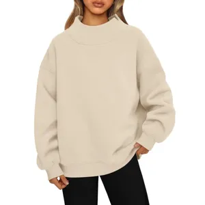 Oversized effen kleur hoge kraag lange mouw sweatshirt voor vrouwen herfst winter top
