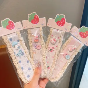 Kids lace bangs sticker hair band cute cartoon rabbit sweet hair accessories detailed view