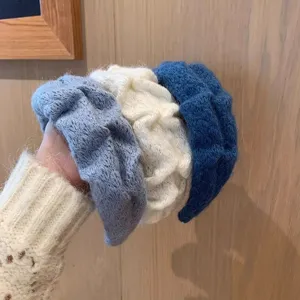 Set di cerchietti in maglia, fascia per capelli plissettata larga per stile quotidiano.
